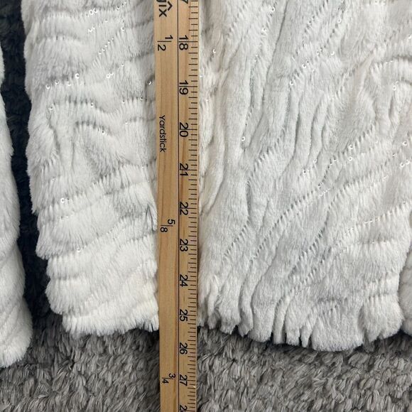 Betsy Johnson White Faux Fur Jacket Coat Size Large Animal Print Lining *READ* - Picture 8 of 10